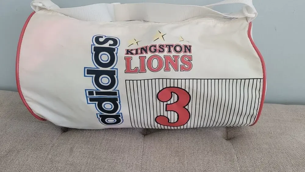 Vintage Adidas Duffel Bag Kingston Lions #3 80s 90s Taiwan Team Issue Retro Gym